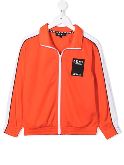 Dkny Teen Zip-front Track Jacket In Orange