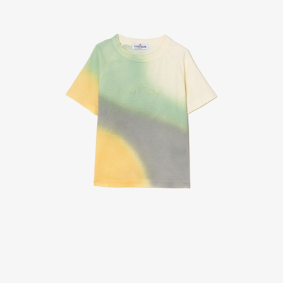 Stone Island Junior Kids T-shirt In Garment Dyed Airbrushed Cotton In Green