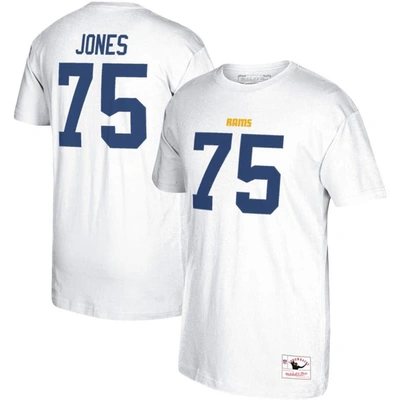Mitchell & Ness Men's  Deacon Jones White Los Angeles Rams Retired Player Logo Name And Number T-shir