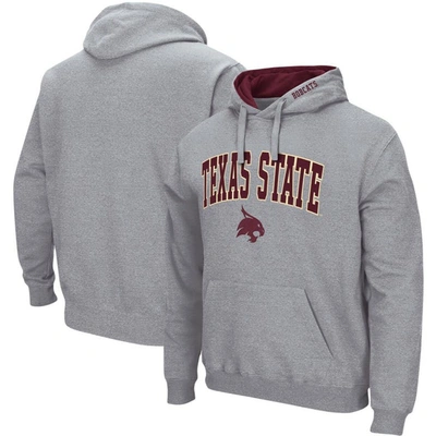 Colosseum Heathered Gray Texas State Bobcats Arch And Logo Pullover Hoodie