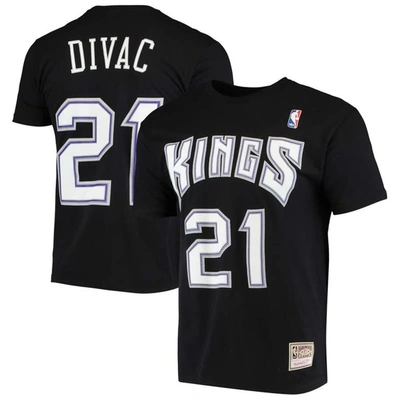 Mitchell & Ness Vlade Divac Black Sacramento Kings Hardwood Classics Stitch Name & Number T-shirt