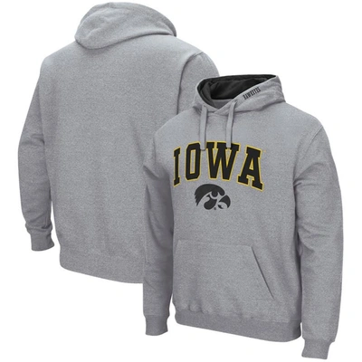 Colosseum Men's Iowa Hawkeyes Arch & Logo 3.0 Pullover Hoodie In Heather Gray