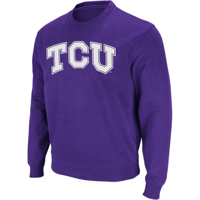 Colosseum Men's  Purple Tcu Horned Frogs Arch & Logo Crew Neck Sweatshirt
