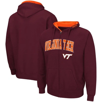 Colosseum Men's Maroon Virginia Tech Hokies Arch Logo 3.0 Full-zip Hoodie