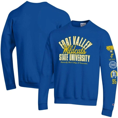 Champion Royal Fort Valley State Wildcats 2-hit Powerblend Pullover Sweatshirt