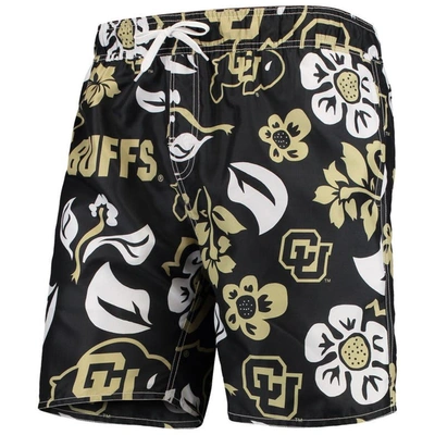 Wes & Willy Black Colorado Buffaloes Floral Volley Swim Trunks