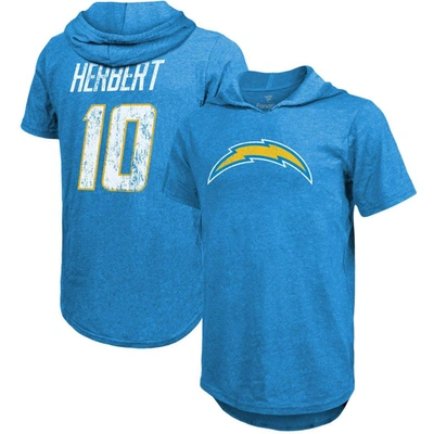 Majestic Threads Justin Herbert Powder Blue Los Angeles Chargers Player Name & Number Tri-blend Slim