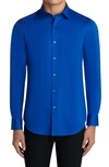 Bugatchi Tech James Long Sleeve Stretch Cotton Button-up Shirt In Classic-blue