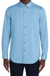 Bugatchi Tech James Long Sleeve Stretch Cotton Button-up Shirt In Sky