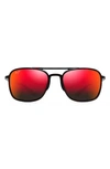 Maui Jim Keokea 55mm Polarizedplus2® Aviator Sunglasses In Black Red Tortoise/lava