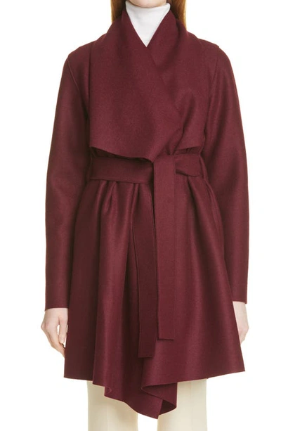 Harris Wharf London Draped Wool Coat In Berry
