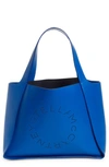Stella Mccartney Perforated Logo Faux Leather Tote In 4370 Jewel Blue