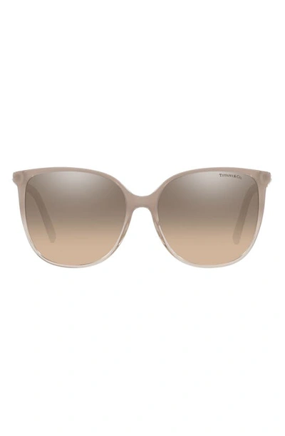Tiffany & Co 57mm Gradient Square Sunglasses In Satin/ Brown Gr Silver