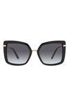 Tiffany & Co Square Acetate & Metal Sunglasses In Black/ Gradient Grey