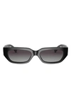 Valentino 53mm Rectangular Sunglasses In Black/ Gradient Black