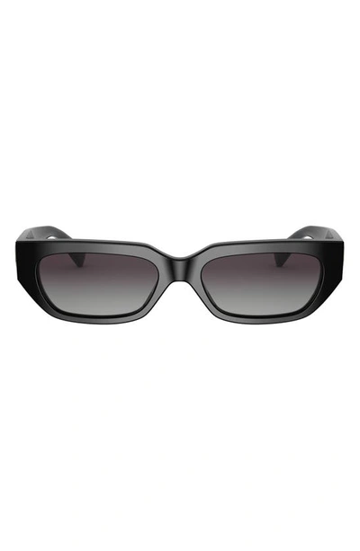 Valentino 53mm Rectangular Sunglasses In Black/ Gradient Black