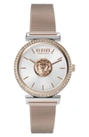 Versus Brick Lane Mesh Strap Watch, 34mm In Silver/rose Gold