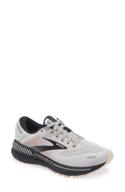Brooks Adrenaline Gts 22 Sneaker In Grey/ Rose/ Black