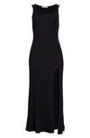 Reformation Bliss Ribbed Sleeveless Dress In Blk