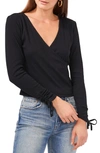 1.state Long Sleeve Rib Wrap Top In Rich Black