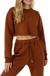 Grey Lab Lounge Wear Crop Crewneck Sweatshirt In Brown