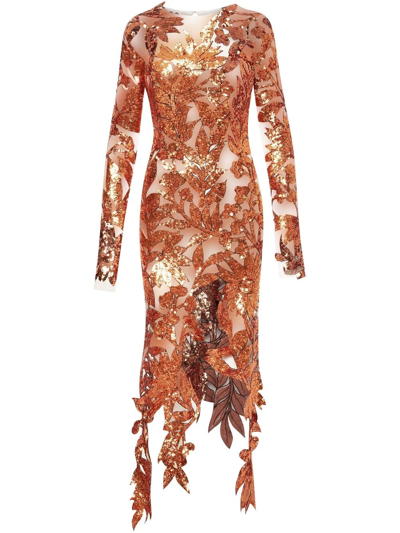 open lace back dress Straps Orange V-Neck Sequin Long Prom Dress with Slit – FancyVestido
