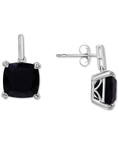 Macy's Onyx & Diamond Accent Drop Earrings In 14k Gold-plated Sterling Silver