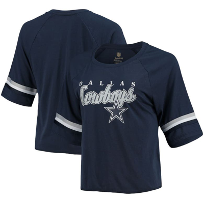 Outerstuff Women's Juniors Navy Dallas Cowboys Burnout Raglan Half-sleeve T-shirt
