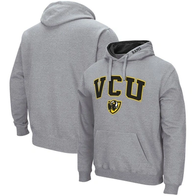 Colosseum Heathered Gray Vcu Rams Arch And Logo Pullover Hoodie