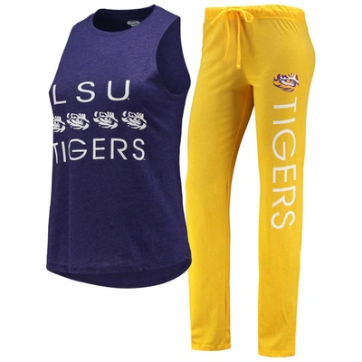 Concepts Sport Women's  Gold, Purple Lsu Tigers Tank Top And Pants Sleep Set In Gold,purple