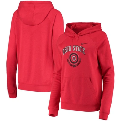 Nike Scarlet Ohio State Buckeyes Varsity Fleece Tri-blend Raglan Pullover Hoodie