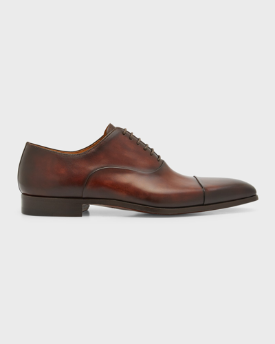 Magnanni Panelled Leather Oxfords In Tan