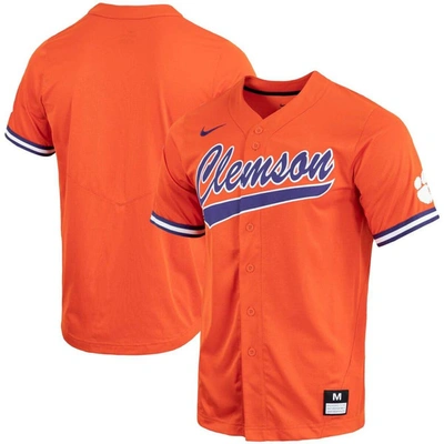 Nike Orange Clemson Tigers Replica Full-button Baseball Jersey