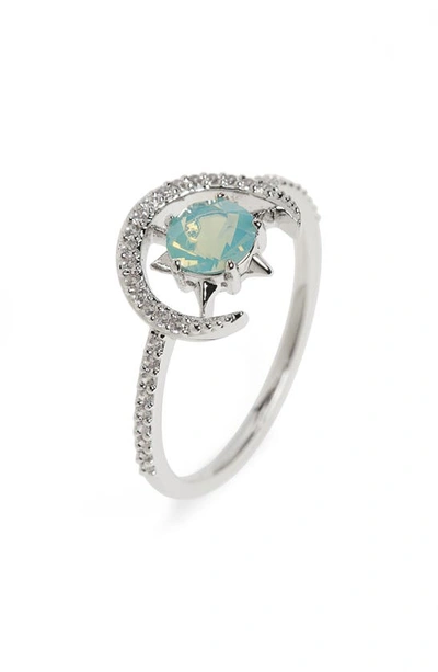 Nadri Wishes Crystal Ring In Mint Turquoise Opal/ Silver
