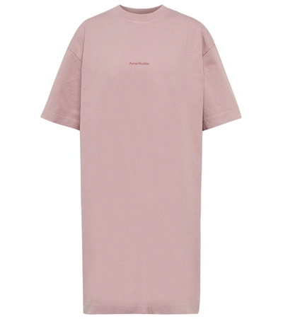 Acne Studios Logo-print Cotton T-shirt Dress In Pink & Purple