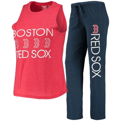 Concepts Sport Women's  Navy, Red Boston Red Sox Meter Muscle Tank Top And Pants Sleep Set In Navy,red