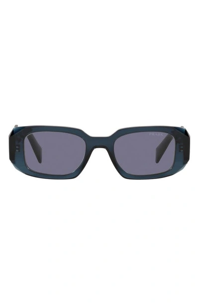 Prada Runway 49mm Rectangle Sunglasses In Blue Crystal/ Blue