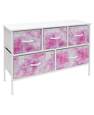 Sorbus 5 Drawer Storage Cube Dresser In Tie-dye Pink