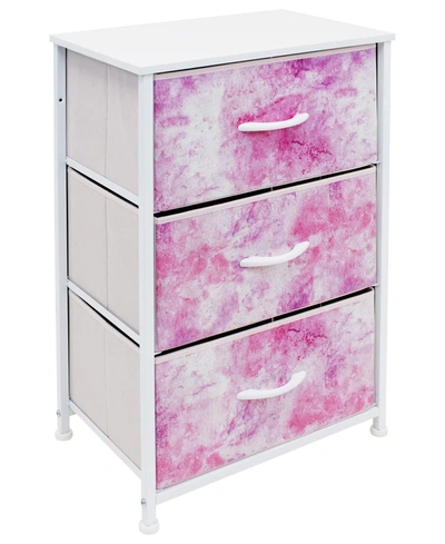 Sorbus 3 Drawers Chest Dresser In Tie-dye Pink