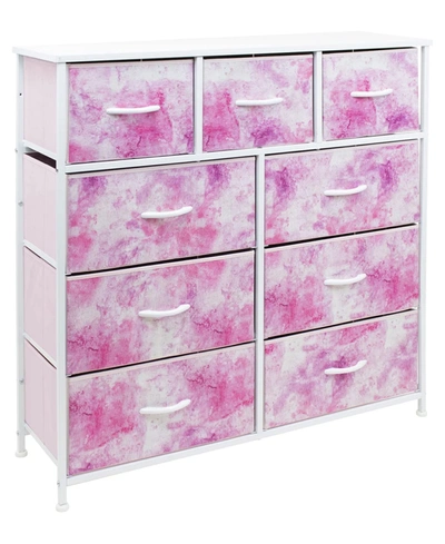 Sorbus 9 Drawers Chest Dresser In Tie-dye Pink