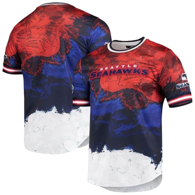 Pro Standard Men's  Navy, Red Seattle Seahawks Americana Dip-dye T-shirt In Navy,red