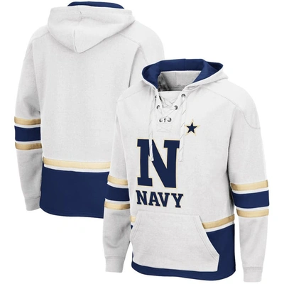 Colosseum White Navy Midshipmen Lace Up 3.0 Pullover Hoodie