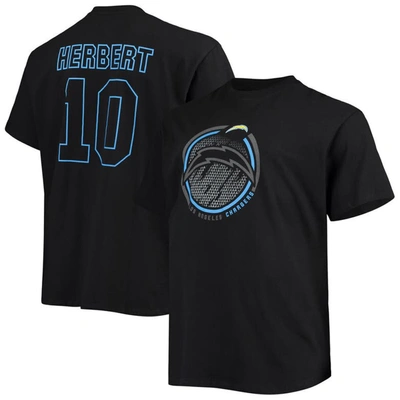 Fanatics Branded Justin Herbert Black Los Angeles Chargers Big & Tall Color Pop Name & Number T-shir
