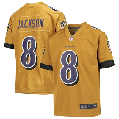 Nike Kids' Youth  Lamar Jackson Gold Baltimore Ravens Inverted Game Jersey