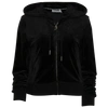 Juicy Couture Embellished-back Velour Hooded Jacket In Black