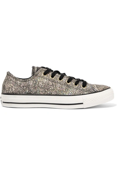 Converse Chuck Taylor All Star Iridescent Cracked-leather Sneakers In  Black/ Egret Leather | ModeSens