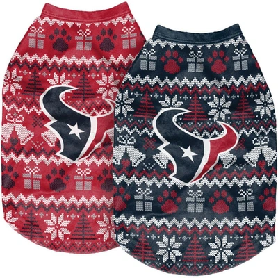 Foco Houston Texans Reversible Holiday Dog Sweater In Navy