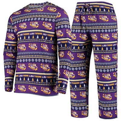 Concepts Sport Purple Lsu Tigers Ugly Sweater Knit Long Sleeve Top And Pant Set