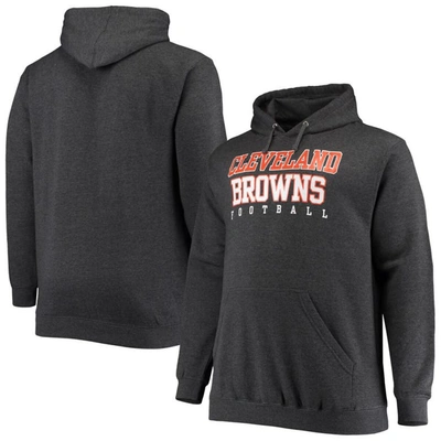 Fanatics Men's Big And Tall Heathered Charcoal Cleveland Browns Practice Pullover Hoodie In Heather Gr