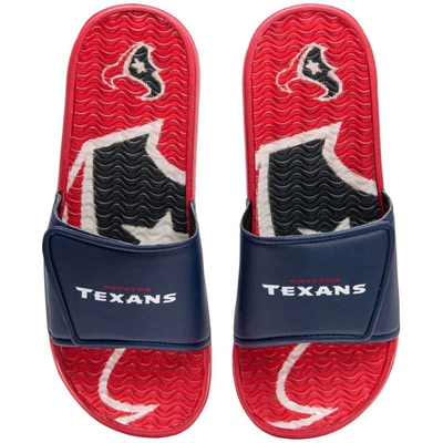 Foco Men's  Houston Texans Wordmark Gel Slide Sandals In Navy
